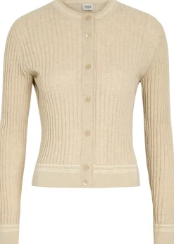 Striped trims cotton-knit cardigan