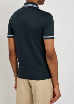 Striped trims cotton polo shirt
