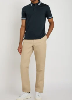 Striped trims cotton polo shirt