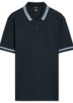 Striped trims cotton polo shirt