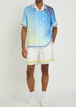 Striped-trim silk-twill shorts