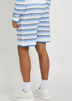 Striped tuck-stitch cotton-knit shorts