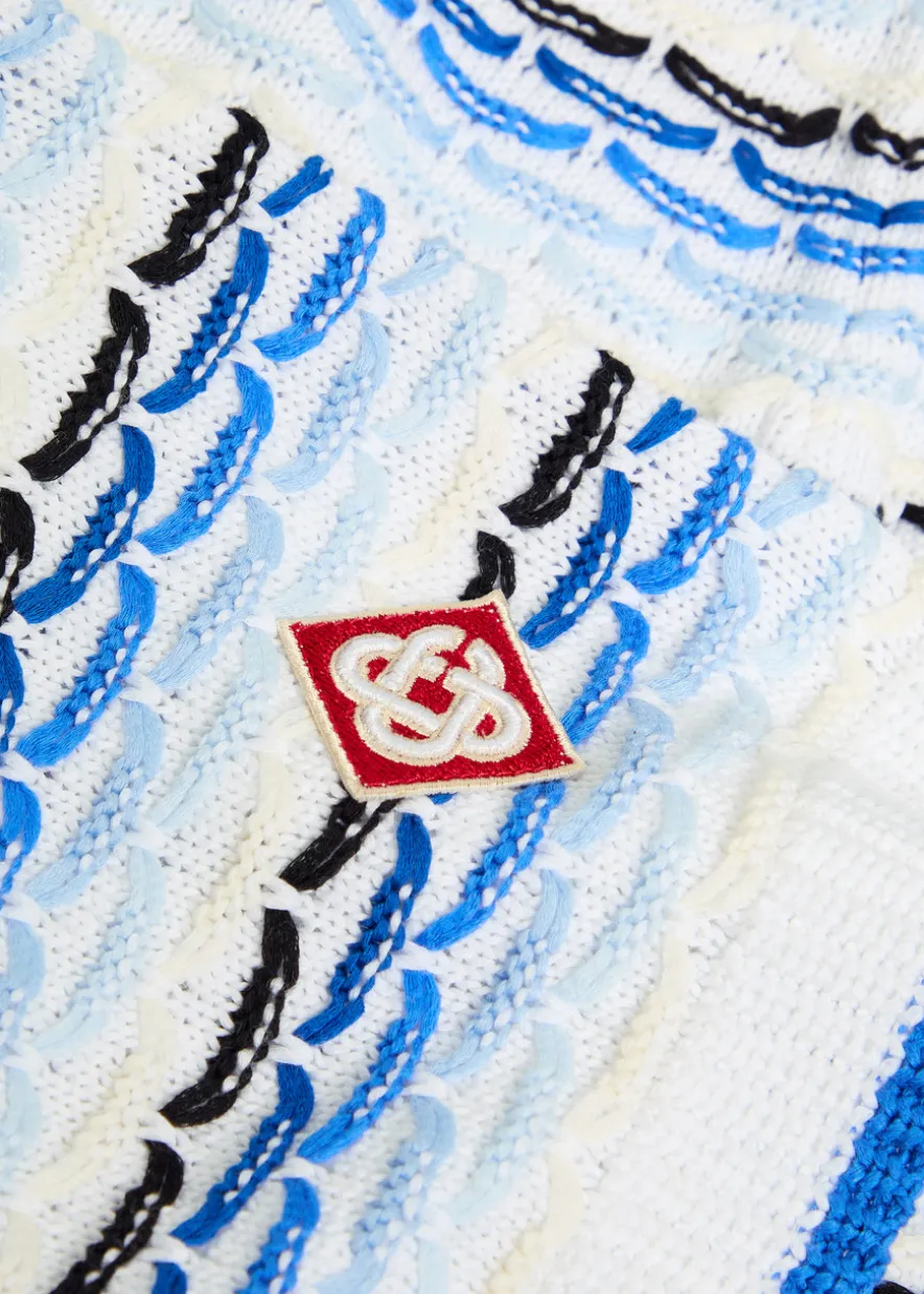 Striped tuck-stitch cotton-knit shorts