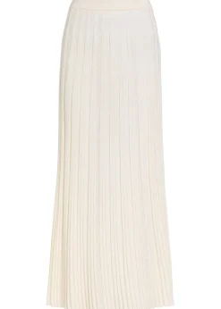 Striped-weave fine-knit midi skirt
