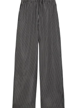 Striped wide-leg satin trousers