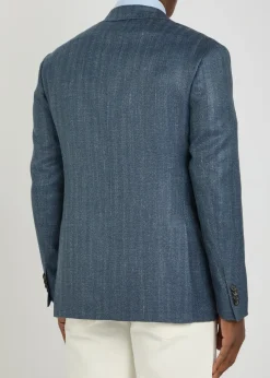 Striped wool and silk-blend blazer