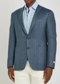 Striped wool and silk-blend blazer