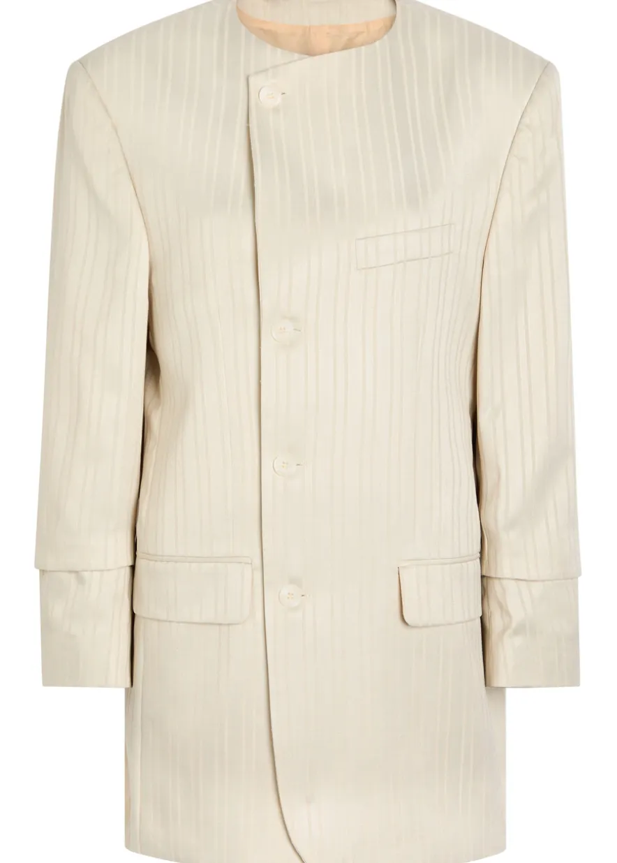 Striped wool-blend mini blazer dress