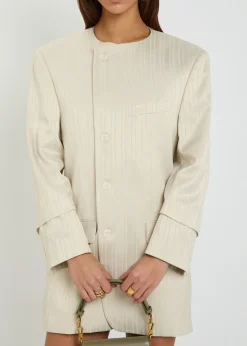 Striped wool-blend mini blazer dress