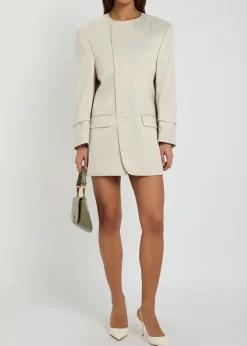 Striped wool-blend mini blazer dress