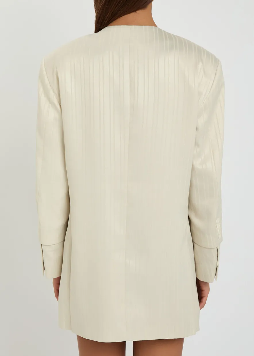 Striped wool-blend mini blazer dress