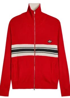 Stripe-intarsia knit cardigan