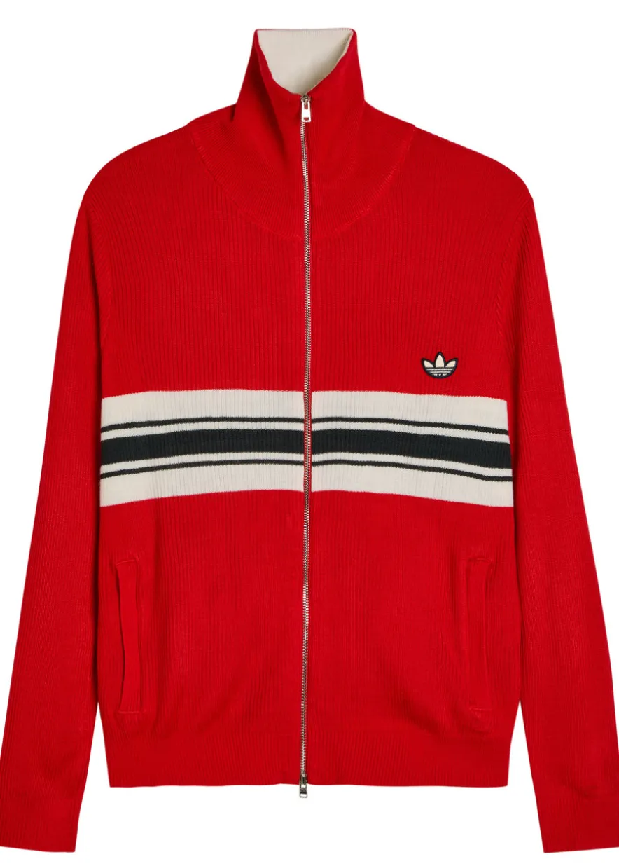 Stripe-intarsia knit cardigan