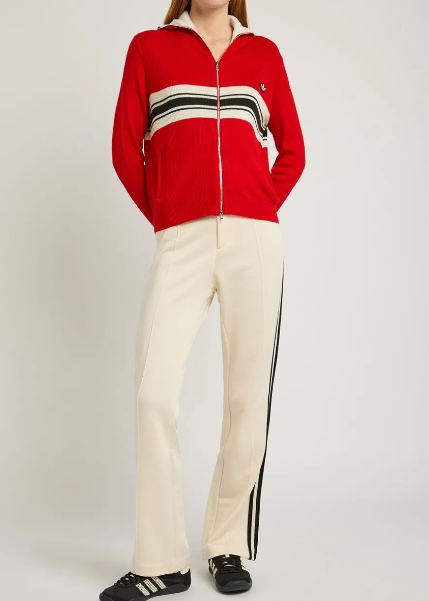 Stripe-intarsia knit cardigan