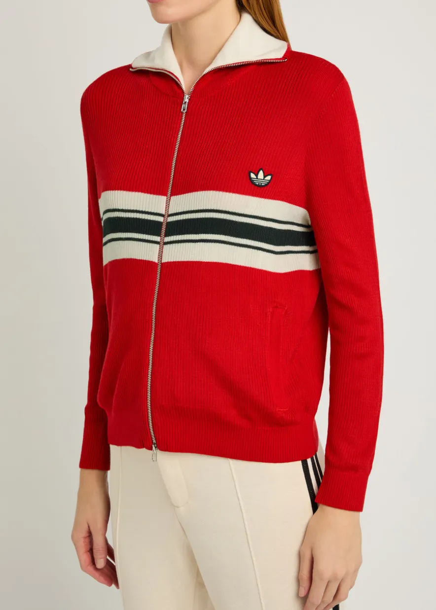Stripe-intarsia knit cardigan