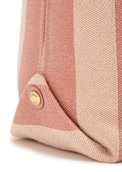 Stripy east-west canvas tote bag