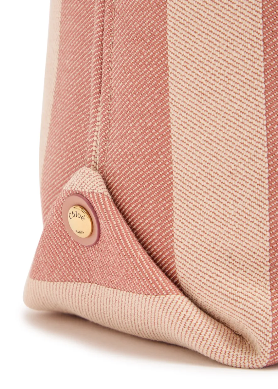 Stripy east-west canvas tote bag