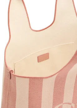 Stripy east-west canvas tote bag