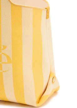 Stripy east-west canvas tote bag