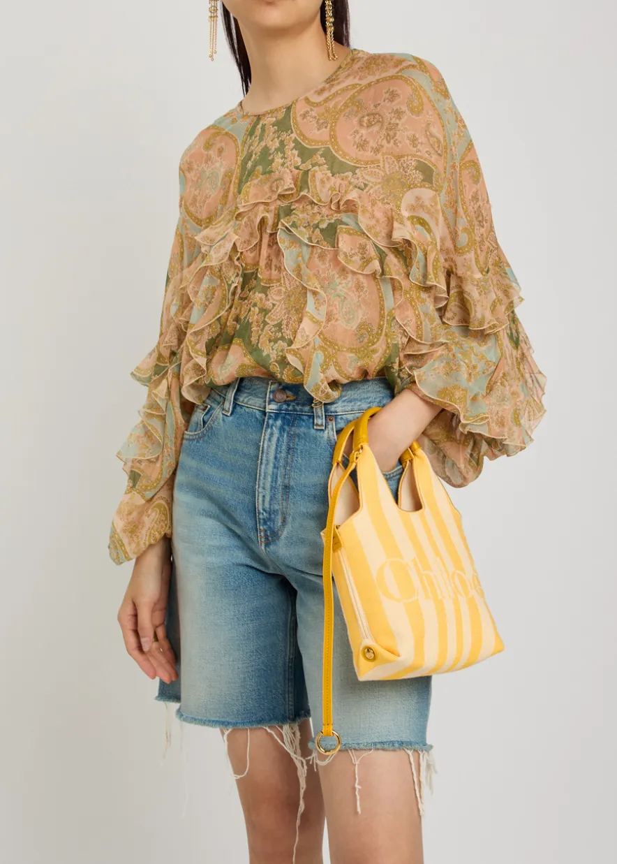 Stripy logo-jacquard canvas tote bag