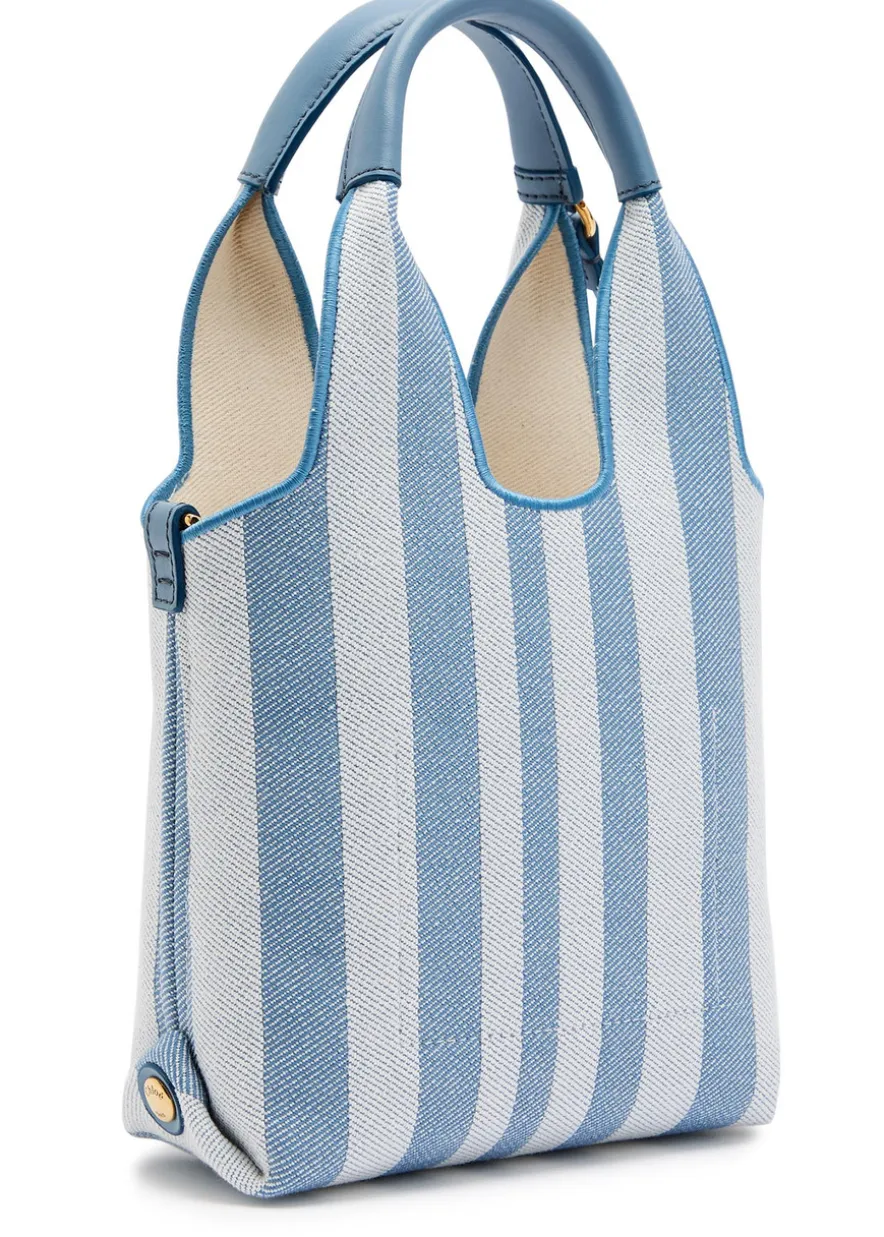 Stripy logo-jacquard canvas tote bag