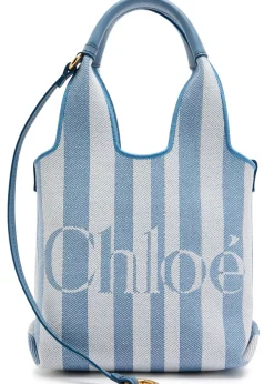 Stripy logo-jacquard canvas tote bag
