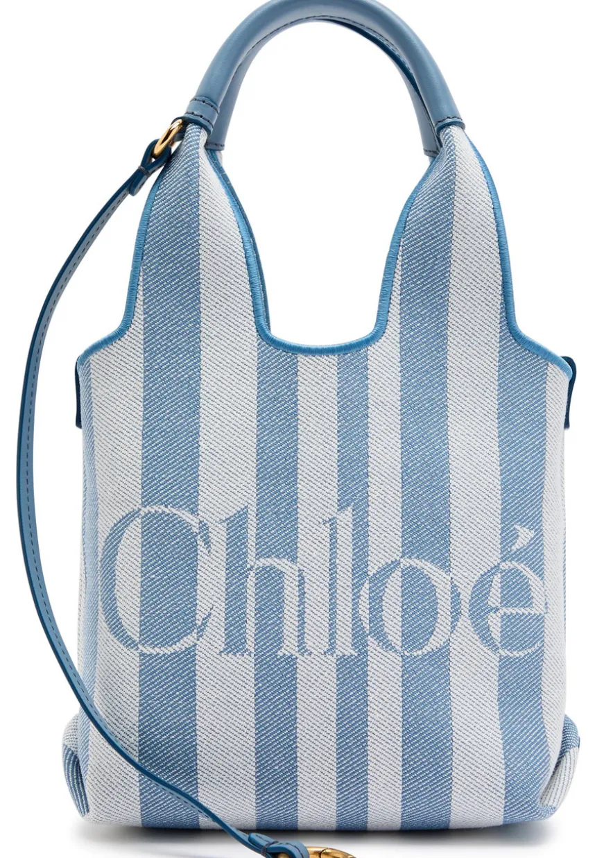 Stripy logo-jacquard canvas tote bag