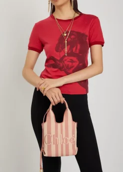 Stripy logo-jacquard canvas tote bag