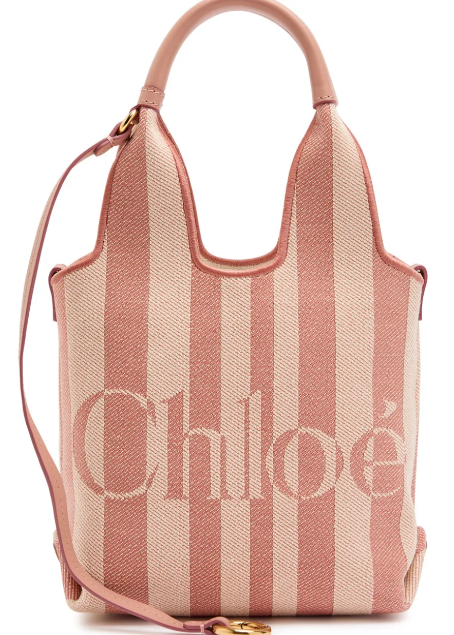 Stripy logo-jacquard canvas tote bag