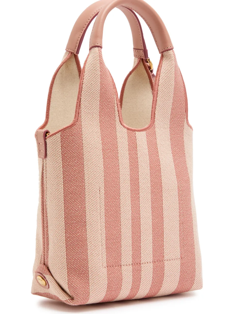 Stripy logo-jacquard canvas tote bag