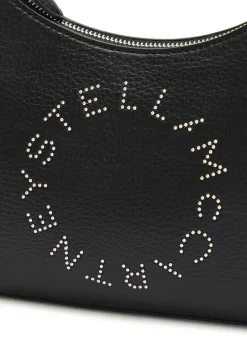 Studded-logo faux leather shoulder bag