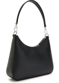 Studded-logo faux leather shoulder bag