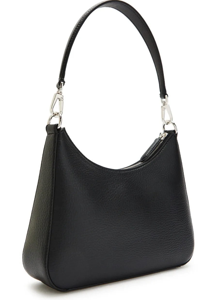Studded-logo faux leather shoulder bag