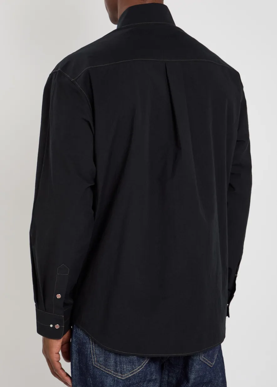 Stud-embellished cotton-poplin shirt