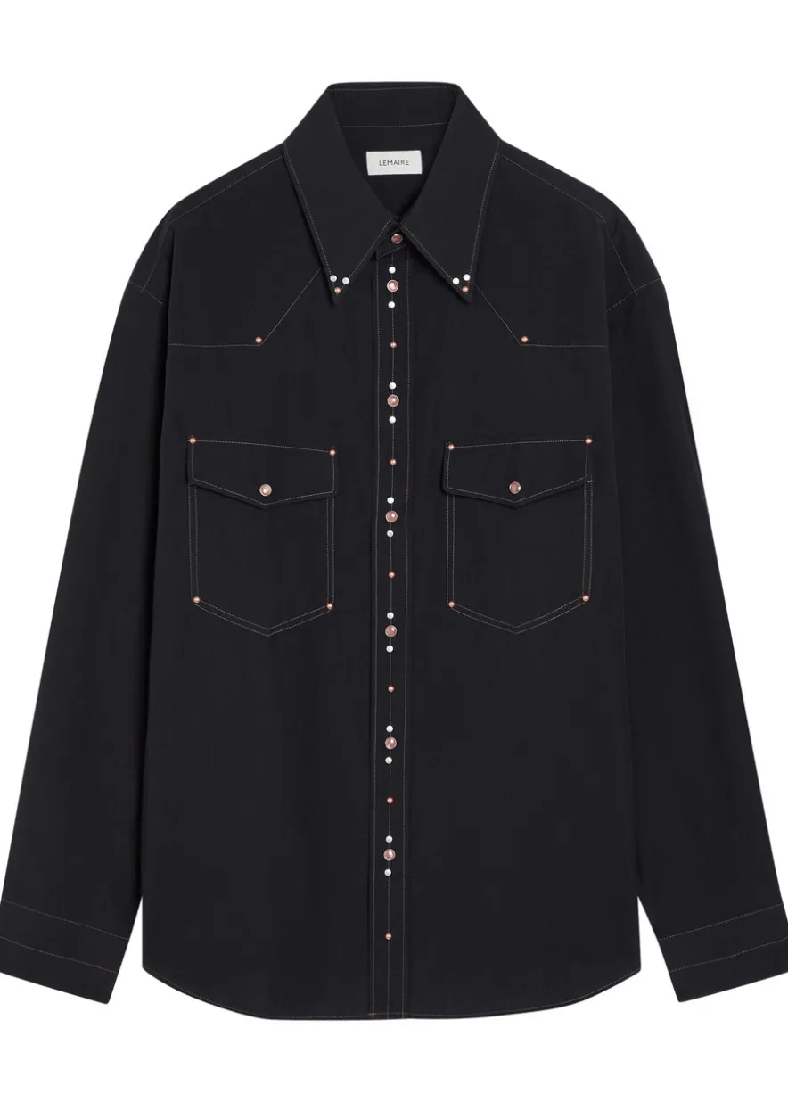 Stud-embellished cotton-poplin shirt