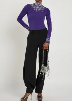 Stud-embellished stretch-jersey top