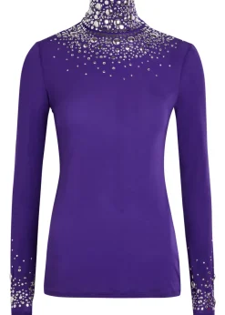 Stud-embellished stretch-jersey top