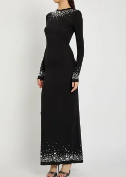 Stud-embellished stretch-jersey maxi dress