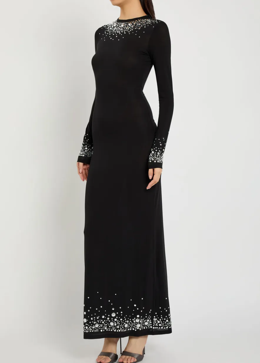 Stud-embellished stretch-jersey maxi dress