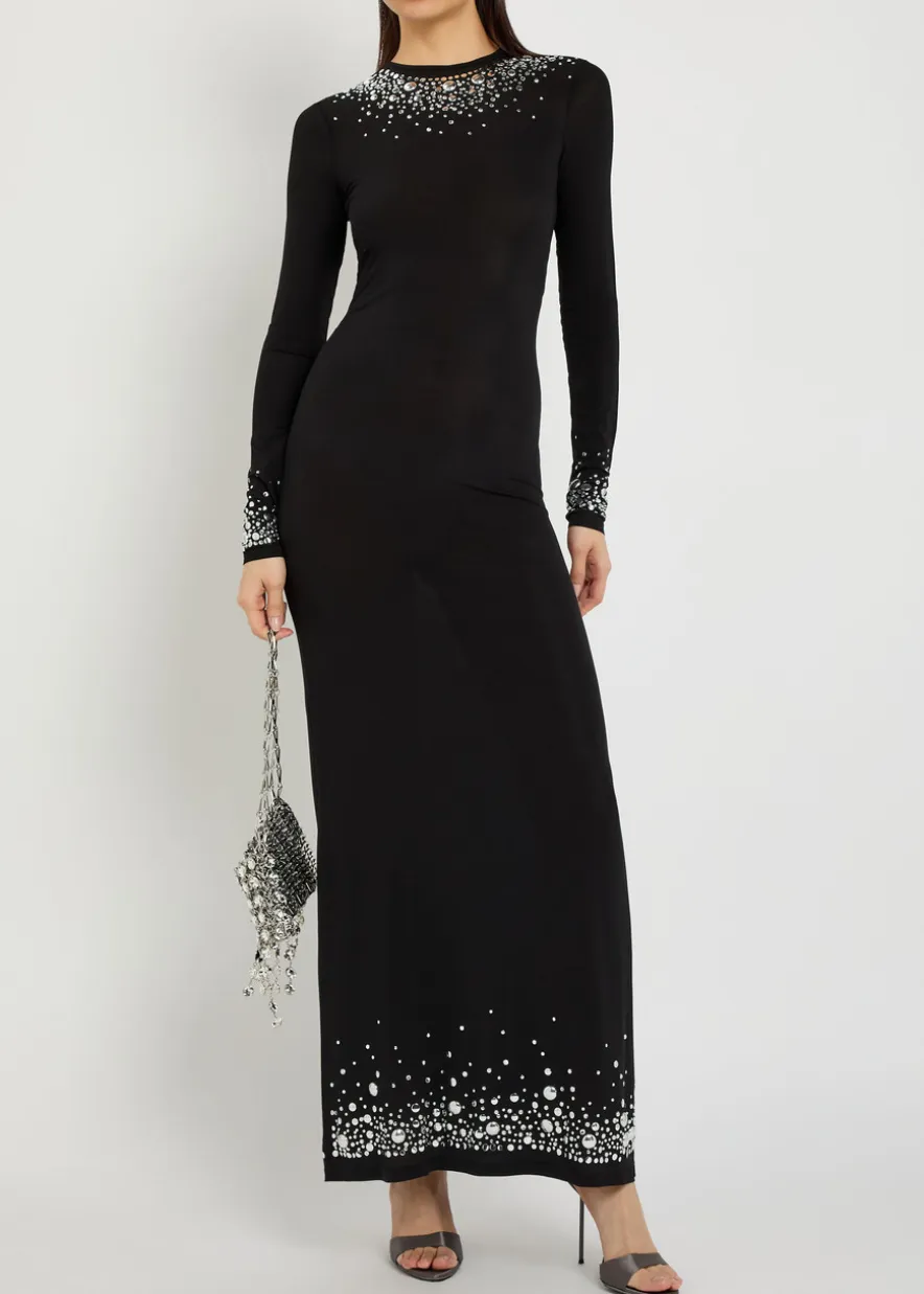 Stud-embellished stretch-jersey maxi dress