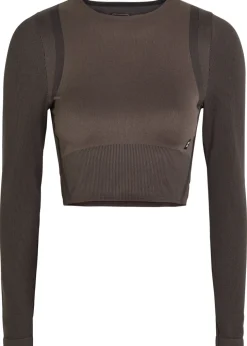 Studio ribbed-jacquard stretch-knit crop top