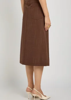 Subtle-check wool-blend midi skirt