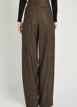 Subtle-chevron straight-leg wool trousers