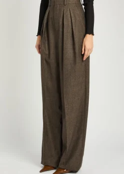 Subtle-chevron straight-leg wool trousers