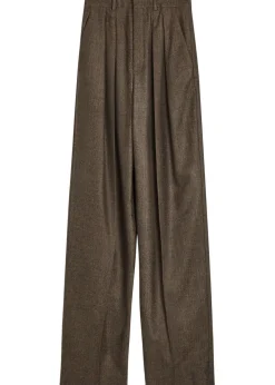 Subtle-chevron straight-leg wool trousers