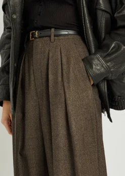 Subtle-chevron straight-leg wool trousers