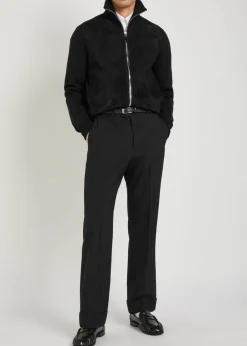 Suede and wool-blend jacket