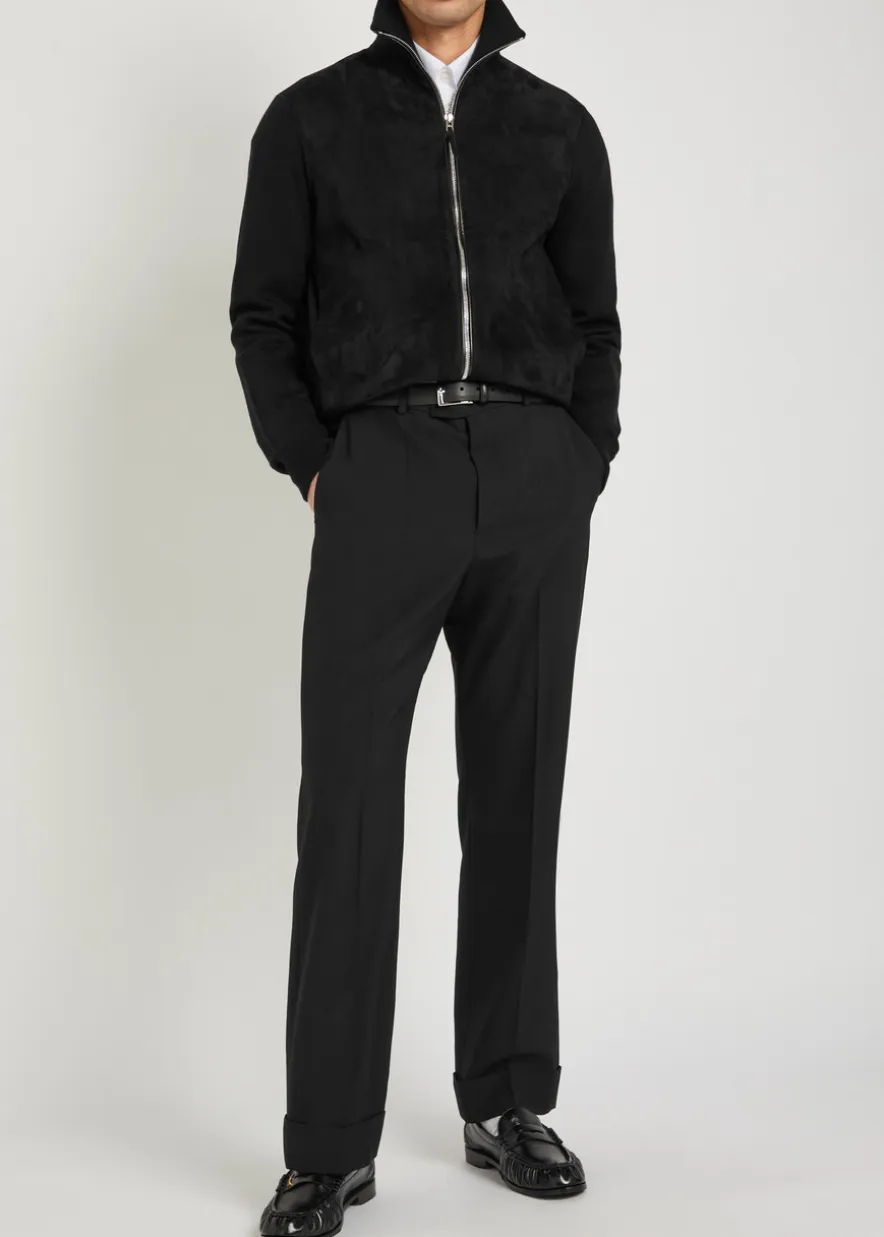 Suede and wool-blend jacket