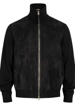 Suede and wool-blend jacket
