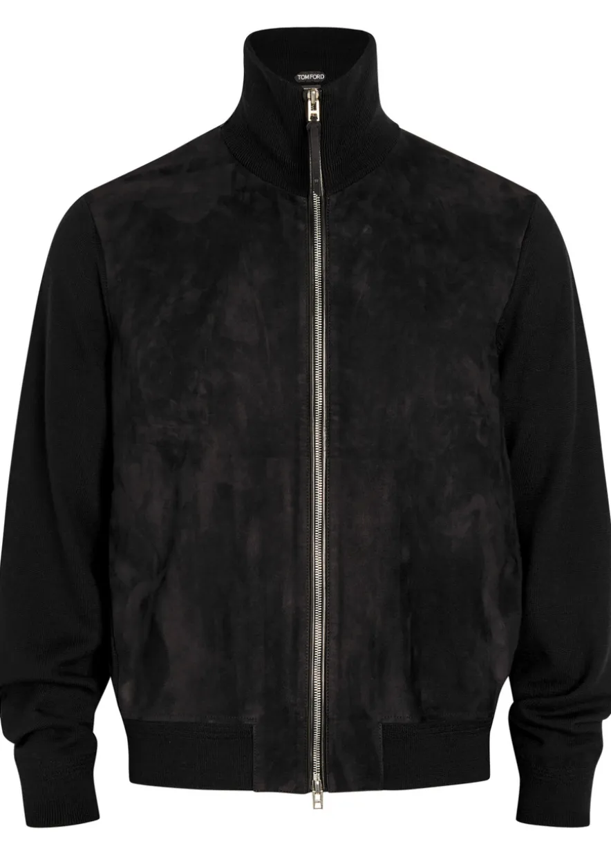Suede and wool-blend jacket